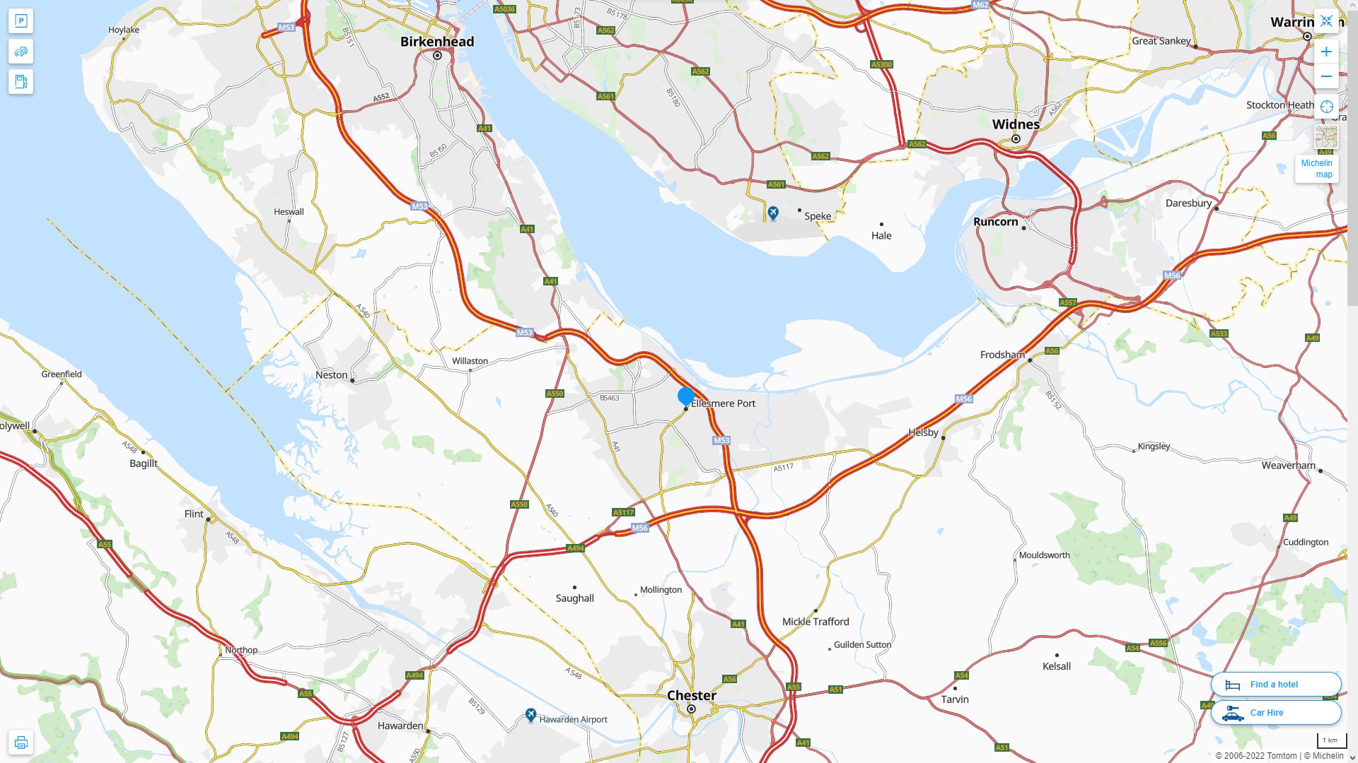 Ellesmere Port Highway and Road Map